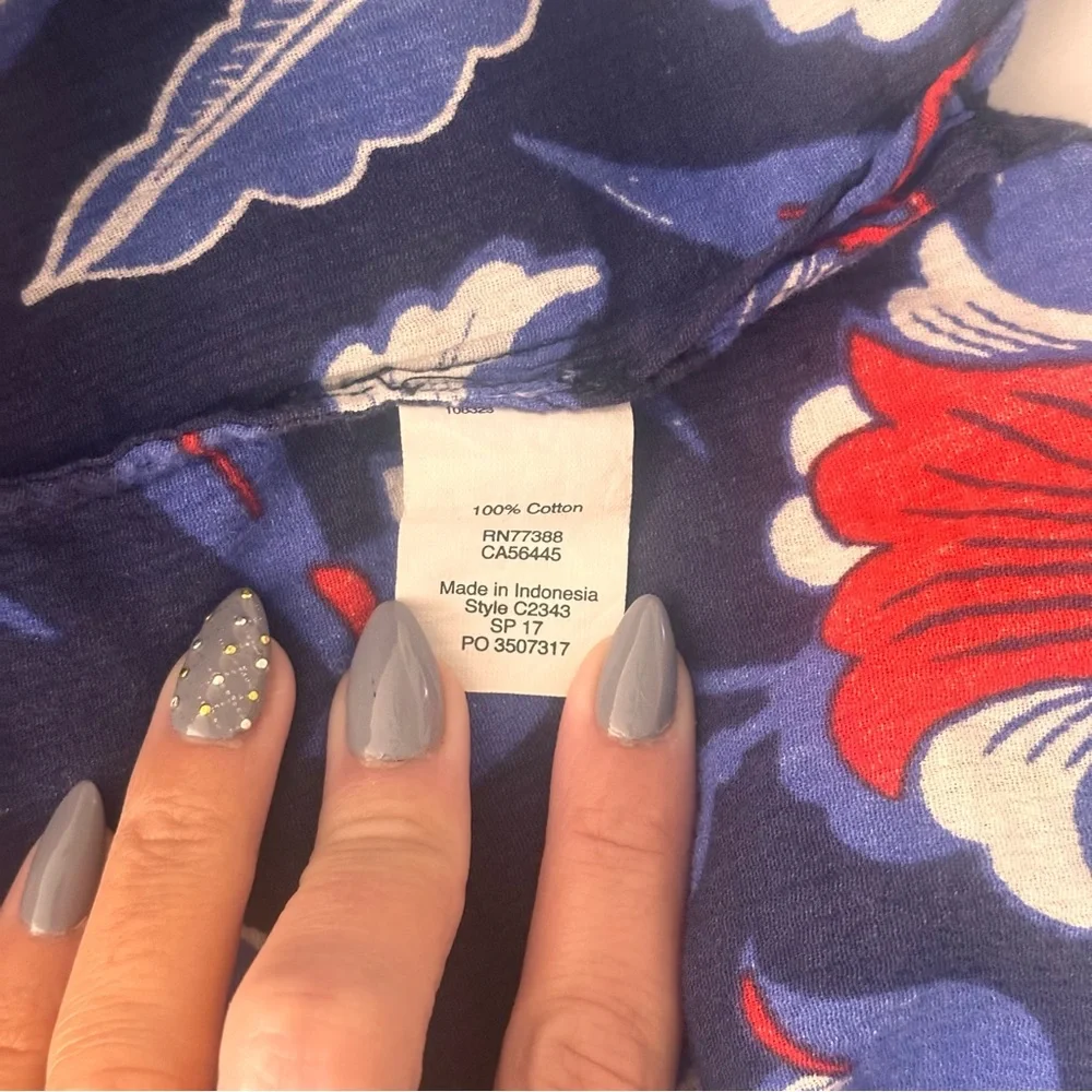 J. Crew Blue and Red floral Tunic cover-up Size Small - Picture 7 of 8